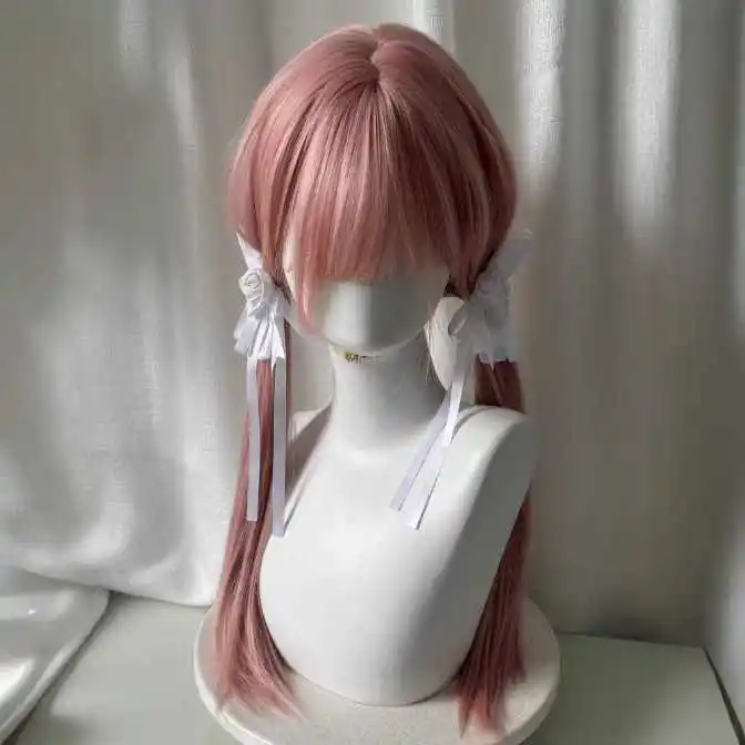 Aosiqueen peruca em pó de toranja longa reta peruca sintética para mulheres moda peruca para diário halloween traje festa cosplay