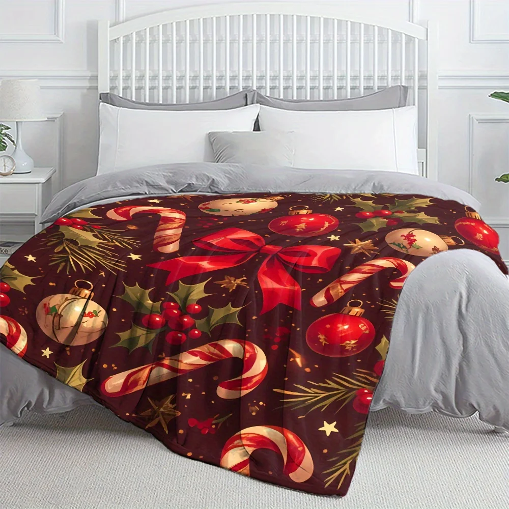 Christmas Holiday Throw Blanket Festive Xmas Decorations Red Gold Sequin Throw Cozy Winter Living Room Decor