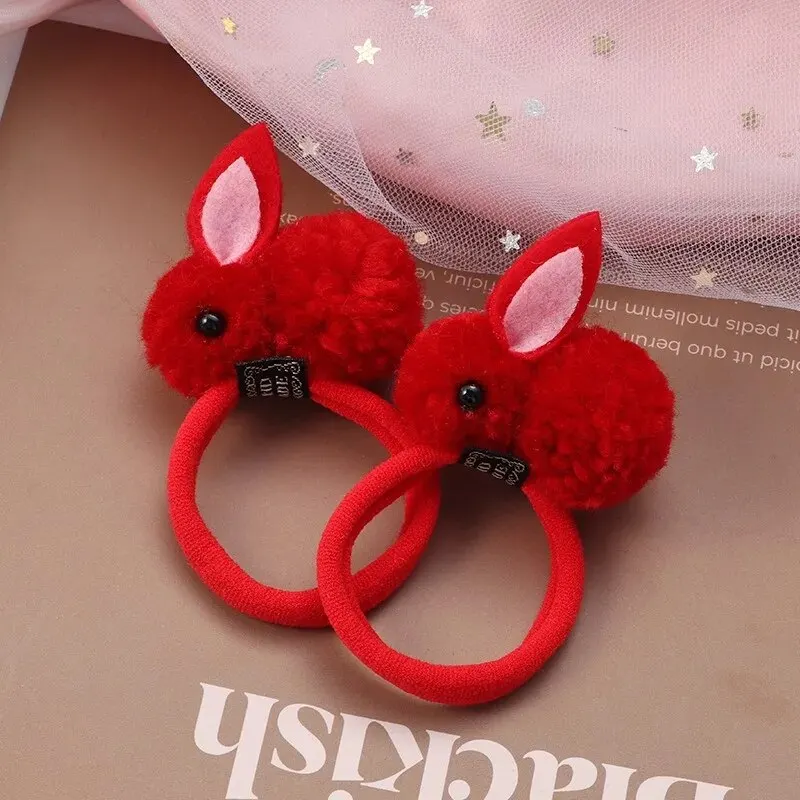 2pcs Hair Accessories Elastique Cheveux Fille Gomas Elasticas Furry Girls Headbands Korean Kinder Kleding Rabbit Ears Scrunchie