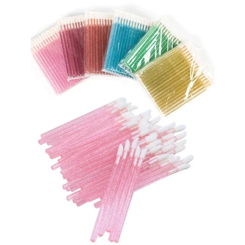50 stücke Lippen Pinsel Make-Up Mascara Zauberstab Kristall Lippenstift Micro Pinsel Applikatoren Reiniger Lippenstift Zauberstäbe Lash Werkzeuge