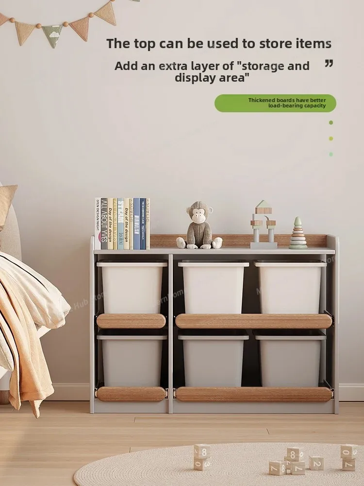 Solid wood children's toy storage cabinet Household living room classification Wall shelf Floor shelf Drawer locker