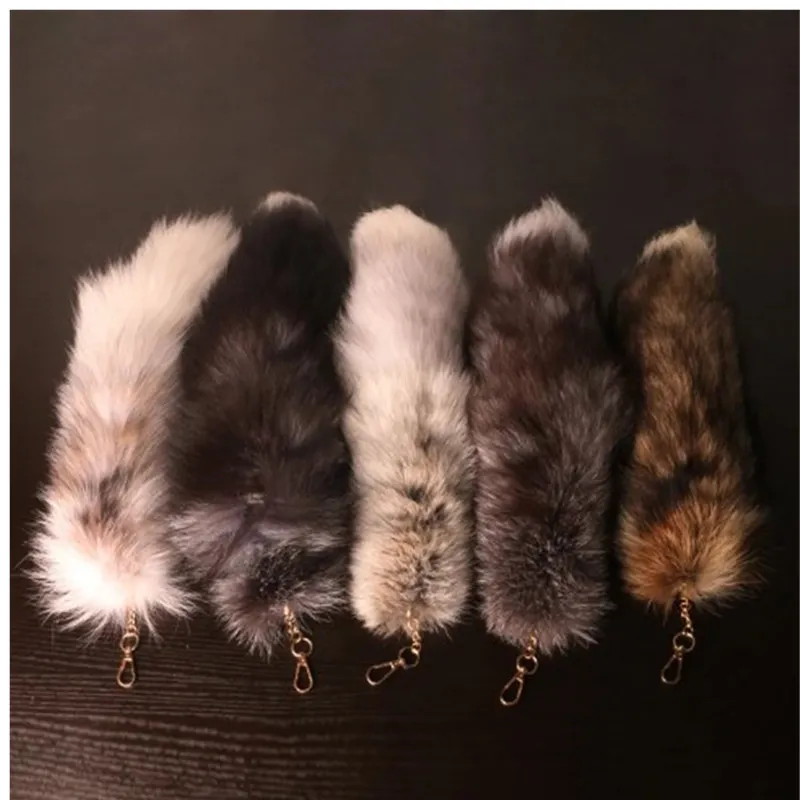 

New Fashion Wolf Fox Tail Fur Keychains Unisex Pompom Pendant Car Keyring Holder Cute Key Chains Charm Bag Accessories Gifts