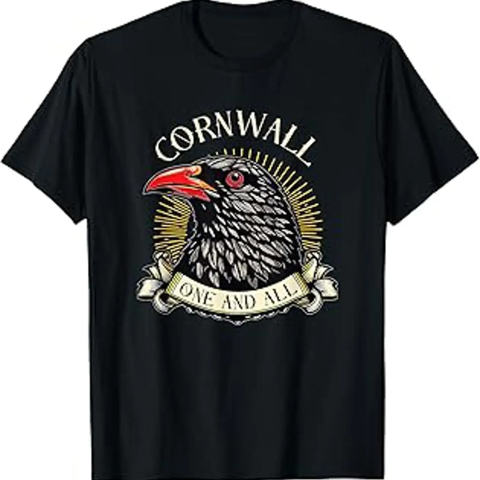 Cornwall 'One and All' s Vintage Cornish Chough T Shirt vintage Washed Unisex Slightly streetwear Top For Everyday Wear fashion