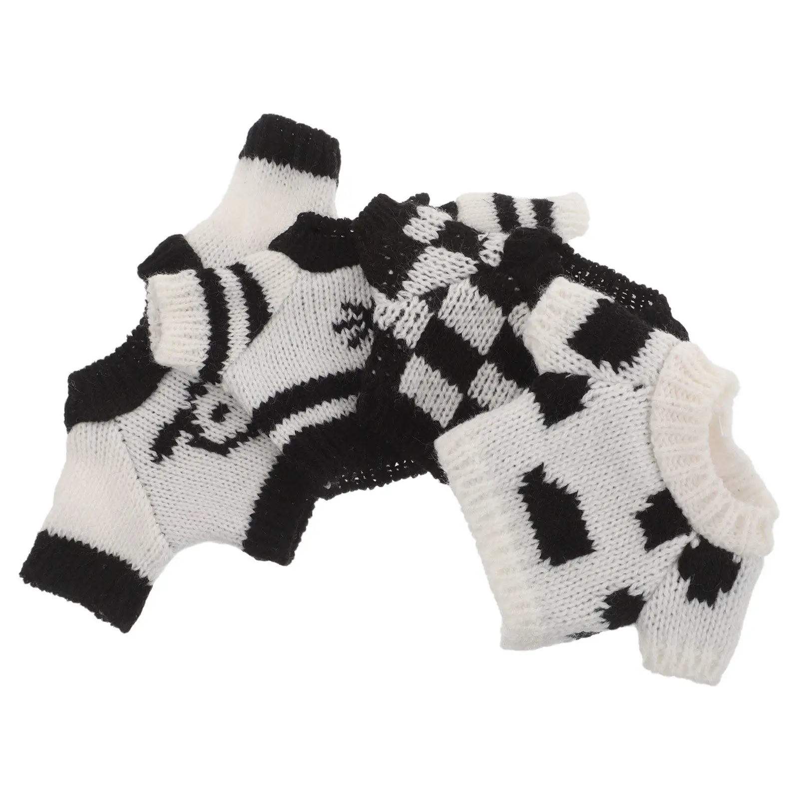 

Комплект из 4 предметов: черно-белые вязаные свитера для 30-сантиметровых плюшевых медведей, зимние рождественские аксессуары, мягкая ручная работа