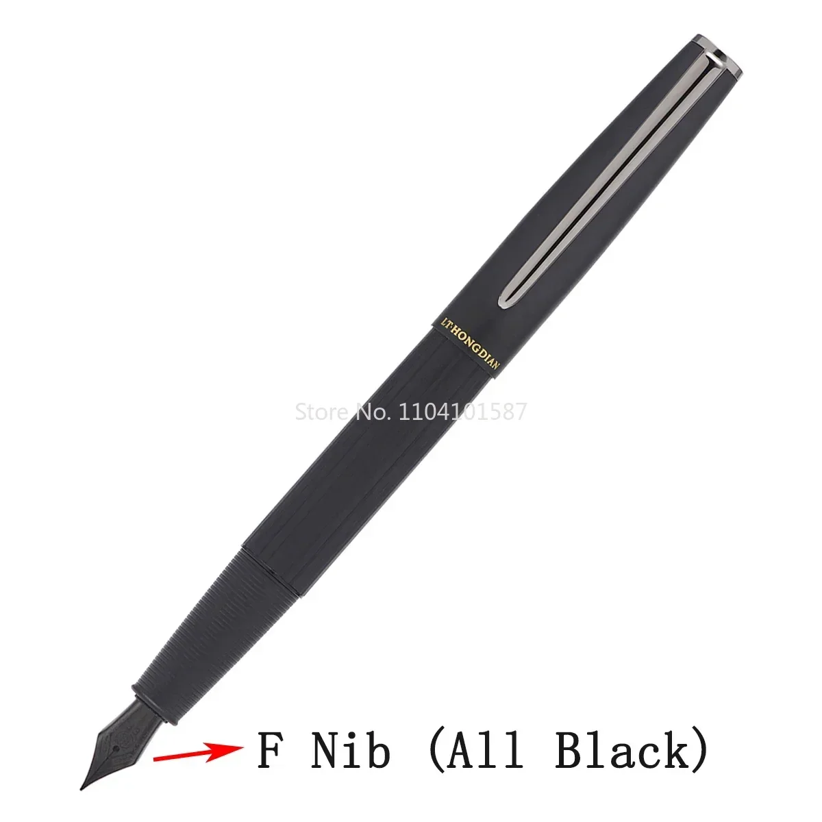 Hongdian A3 Metal Fountain Beautiful Black-golden Nib EF/F 0.4/0.5mm Size Straight Line Writing Ink Pen for Business Office