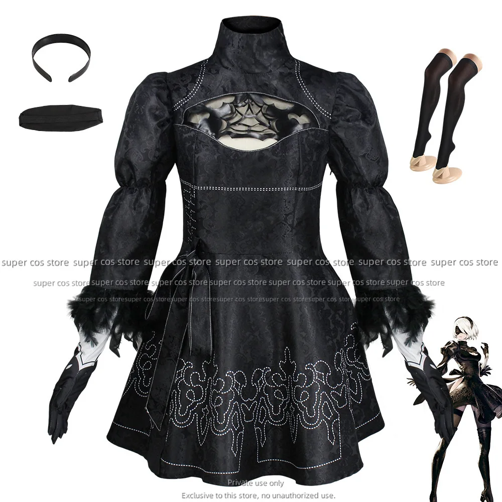 Nier Automata Косплей Костюм Yorha 2B сексуальный наряд игровой костюм женские костюмы для ролевых игр для девочек нарядное платье на Хэллоуин