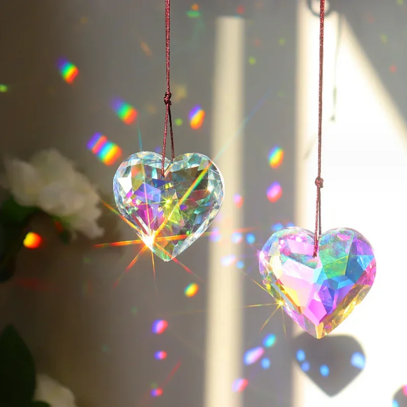 1 Piece of Crystal Chime Sun Visor Family Bedroom Balcony Sun and Moon Prism Decoration Sun Catcher Pendant