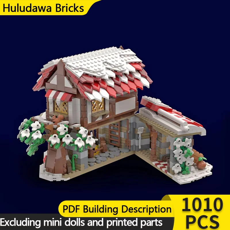 Medieval Street View Model MOC Building Bricks Winter Breeding Farm Modular Technology Gifts Holiday Assemble Children Toys Suit