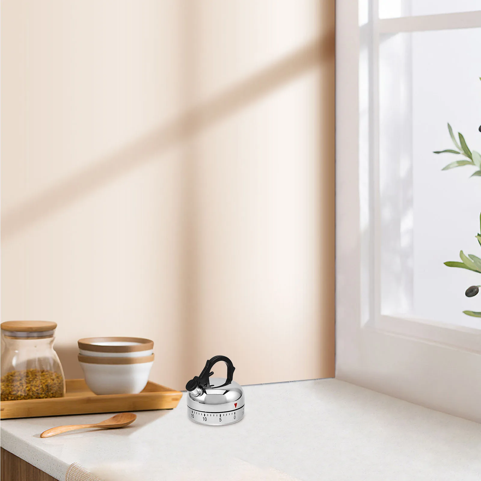 

Mechanical Kitchen Timer 60-Minute Manual Countdown Timer Novelty Kettle Shape for Cooking Studying Working Exercising Kitchen