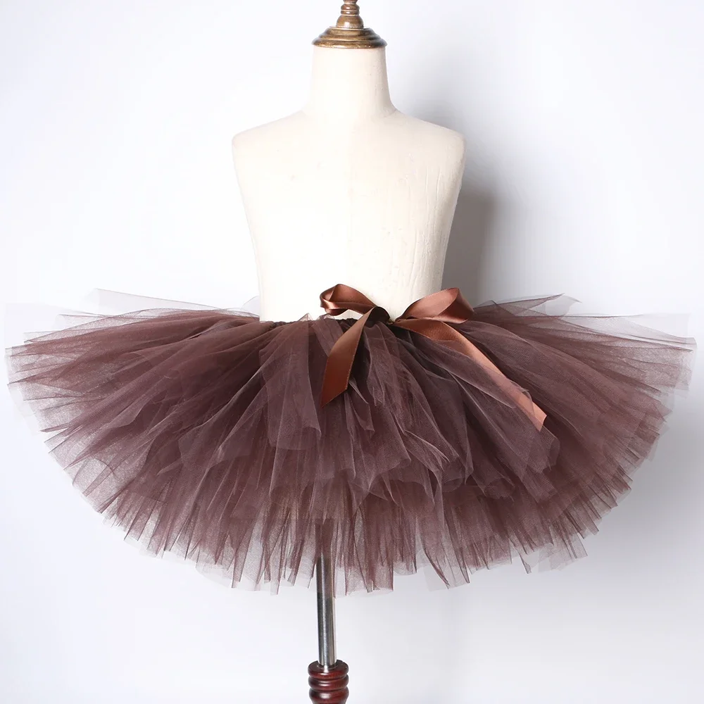 HJTT Girls Brown Bear Tutu Skirt Fluffy Girl Mini Tulle Skirts Toddler Kids Animal Dress Up Clothes Halloween Party Tutu Costume