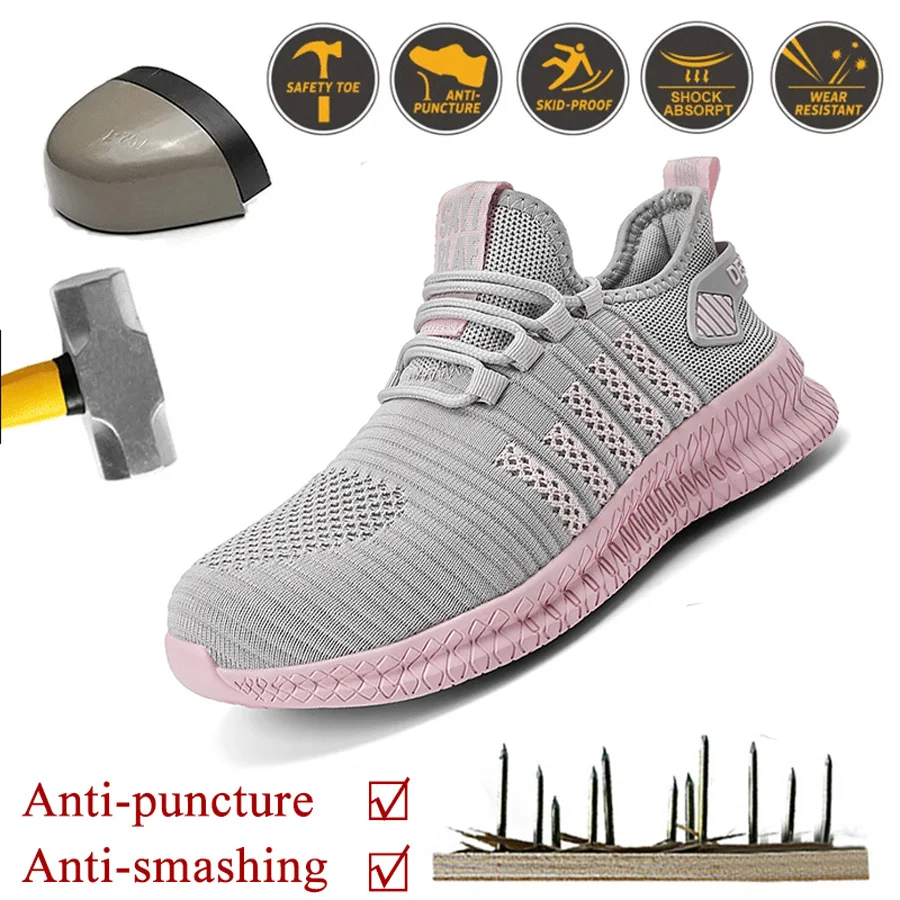 

New Steel Toe Shoes Kevlar Fiber Safety Shoes Men's and Women's Breathable and Durable Steel Toe Work Shoes Fashion Large 36-48