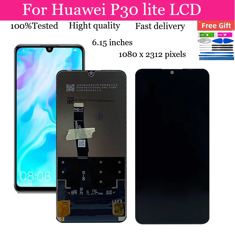 6.15‘’For HUAWEI P30 Lite Display LCD Screen Digitizer Assembly Replace For HUAWEI P30 Lite Nova 4e MAR-LX1A LX2 LX3A Screen