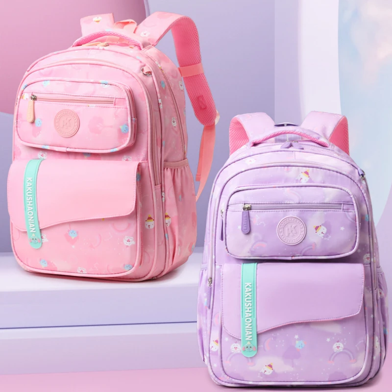 Elementary School Schoolbag 1-4th Grade Girls School Bags Children's Backpacks Cartoon Waterproof Lightweight Kids Backpack