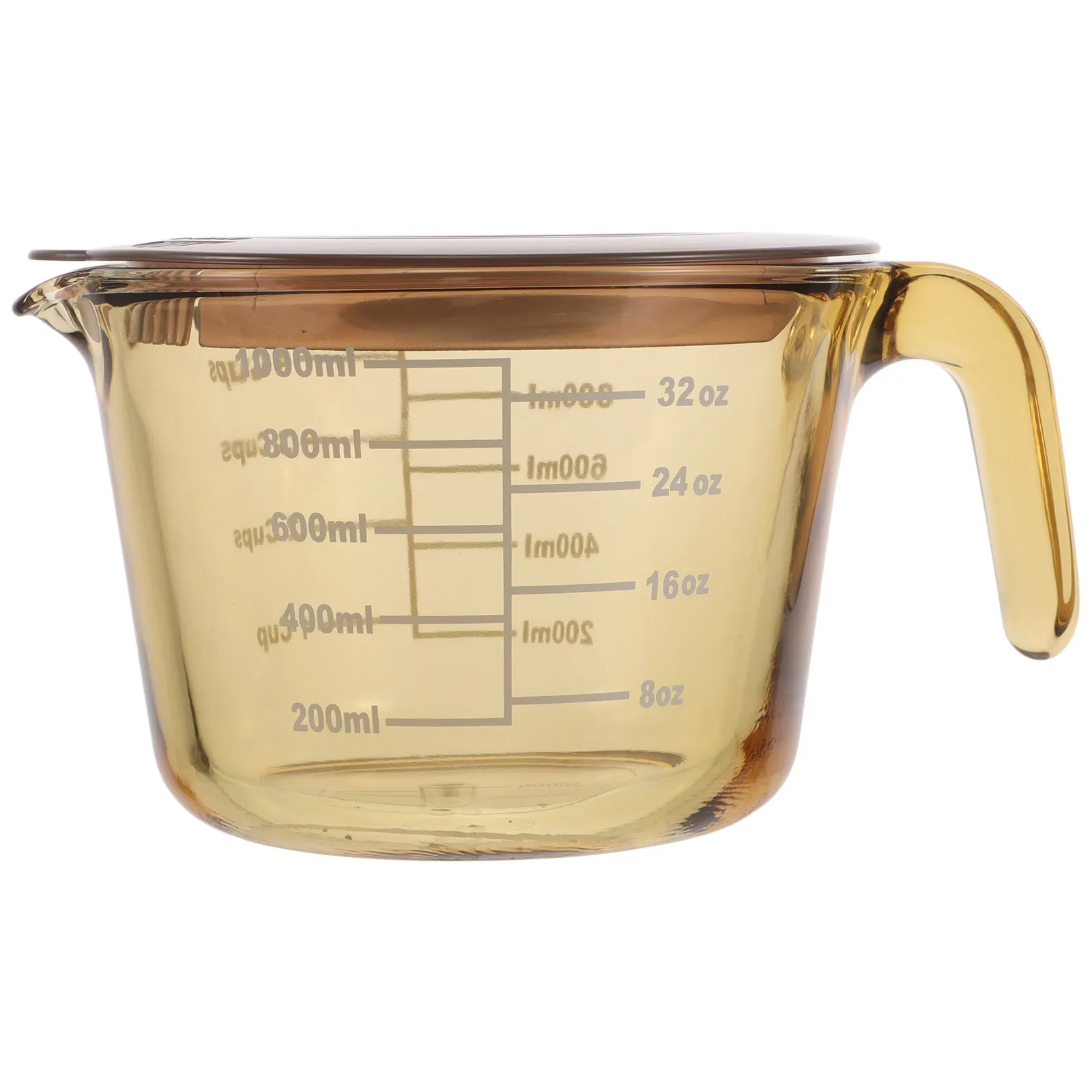 

1000Ml Heat Resistant Glass Measuring Cup with Lid Spout Graduated Scale for Baking Cooking Liquid Dry Ingredients Multi Purpose