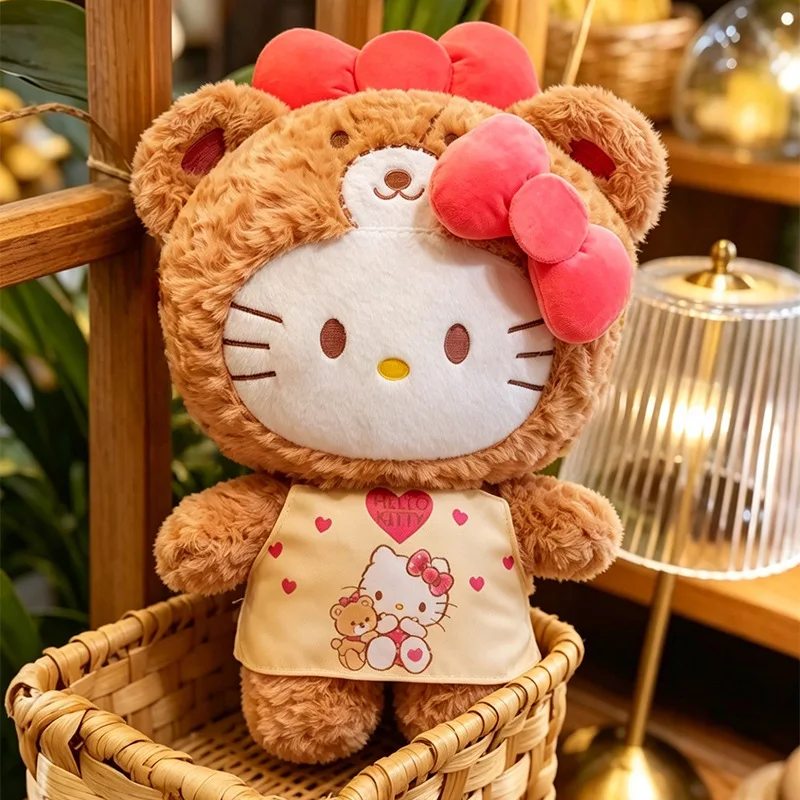 

New 40/60CM Sanrio Hello Kitty Caramel Pajama Plush Toys Pillowcase Heart Pajamas KT Cat Plush Doll Girl Gift