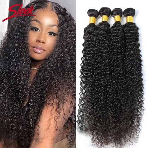 Jerry Culry-extensiones de cabello humano brasileño para mujer, mechones de cabello Natural rizado, mojado y ondulado, 1/3/4 piezas