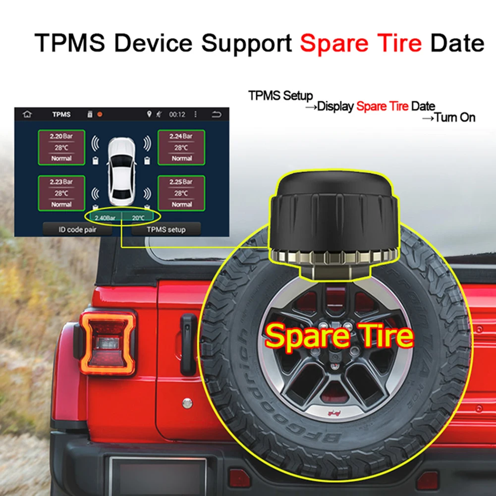 Factory USB TMPS Android Car TPMS for Car Radio DVD Player Tire Pressure Monitoring System Spare Tyre Internal External Sensor