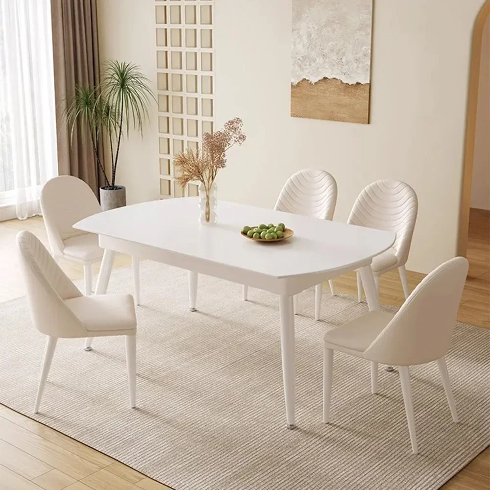 White Legs Metal Dining Table Luxury 6 People Center Office Restaurant Dining Table Hotel Lobby Muebles De Cocina Home Furniture