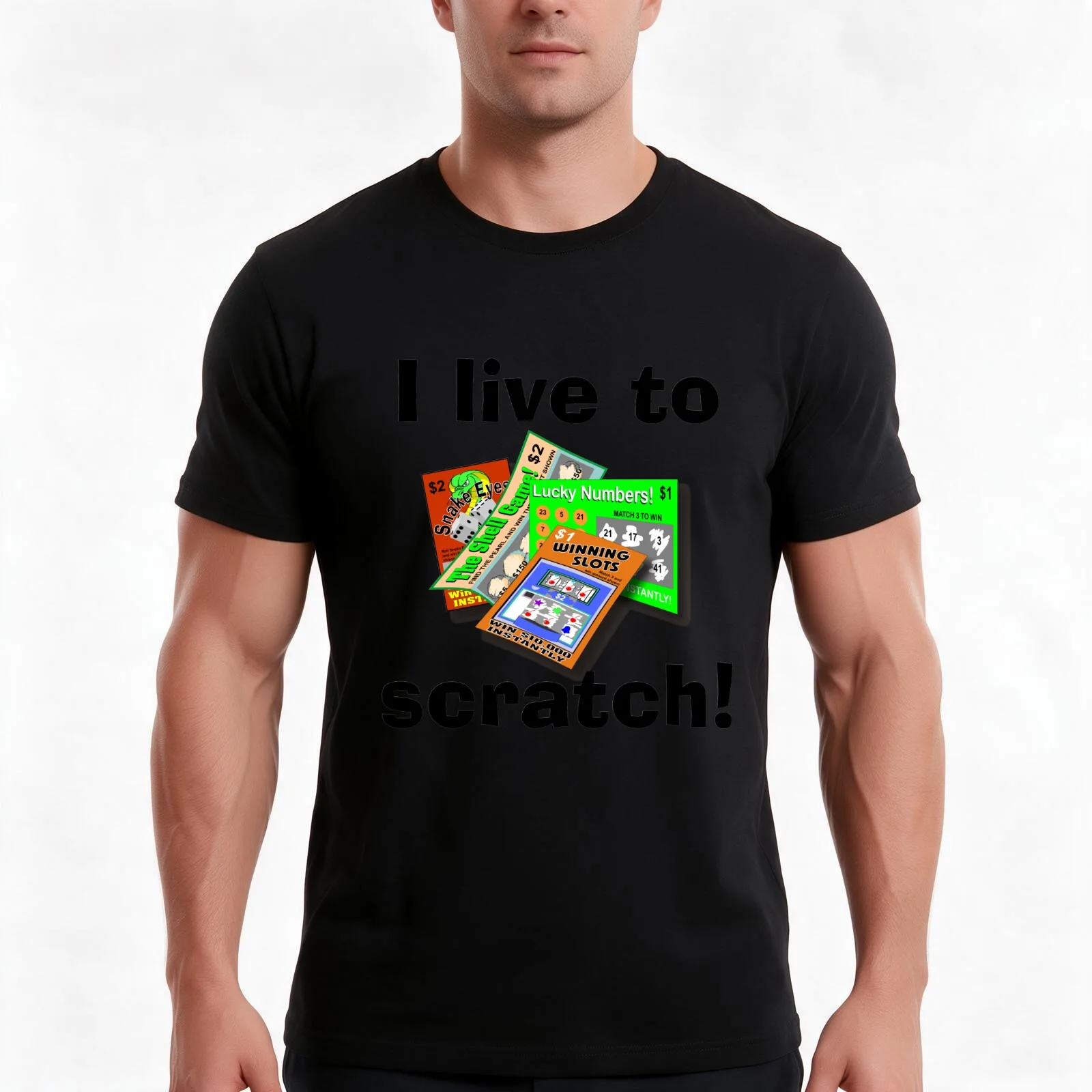 Lucky Lottery Scratch Off T-Shirt, Summer Casual Cotton Tee, Oversized Streetwear Tops, Vintage Graphic Print, Unisex Men Women
