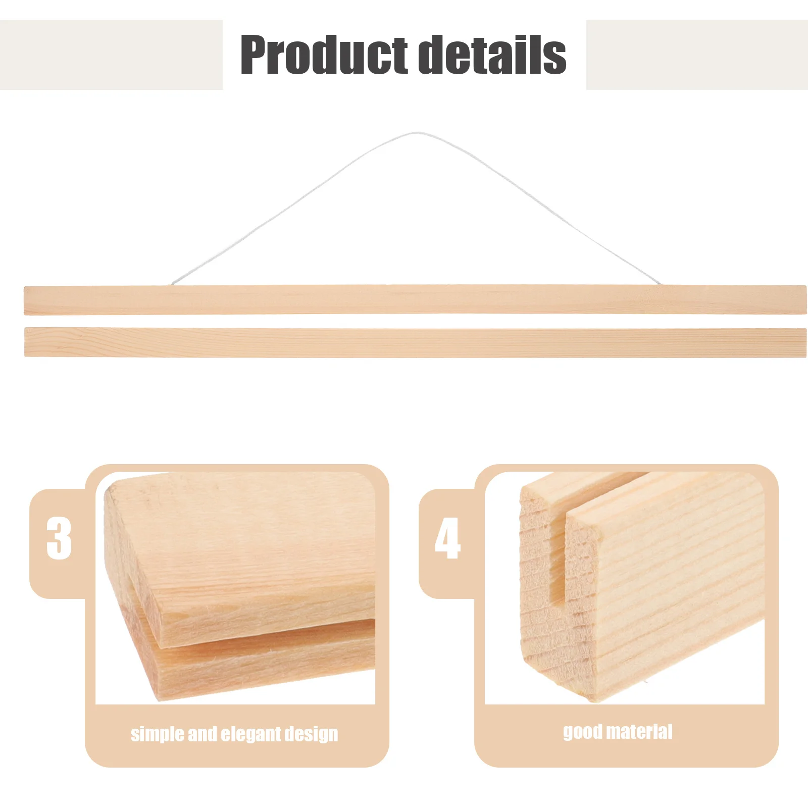 

5Pcs Wood Poster Hanger Scroll Rod DIY Frame for Artwork Painting Display Wall Decoration DIY Wood Poster Hanger