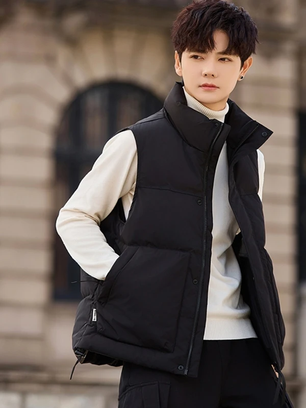 

Мужской зимний теплый пуховый жилет с воротником-стойкой, модная верхняя одежда Jaet, молодежный повседневный жилет из полиэфирного волокна, белый дух