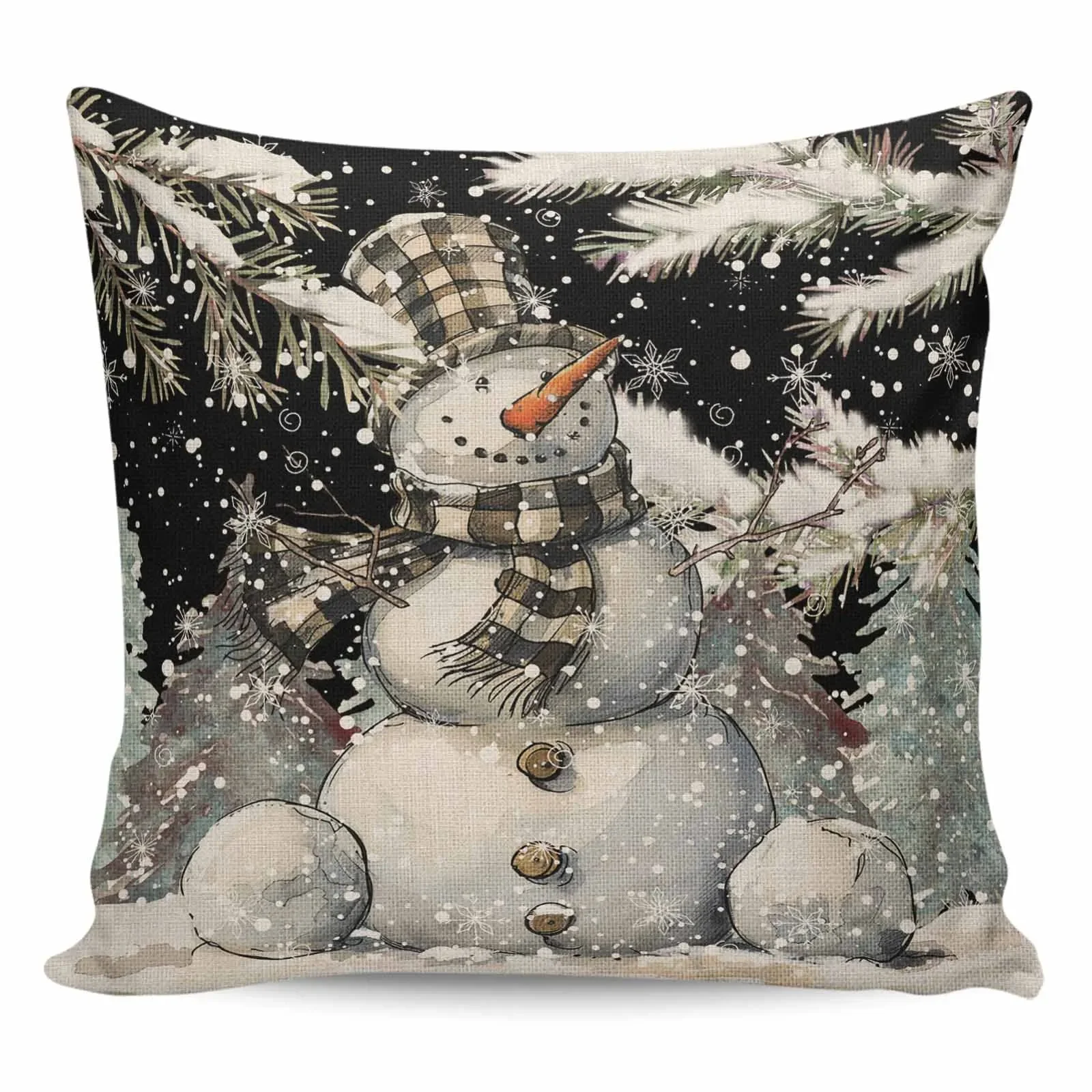 

Watercolor Home Decor Items Snowflake Pilow Covers Snowman Pillow Cases Decorative Pillows for Bed Pillowcases Pillowcase Cover