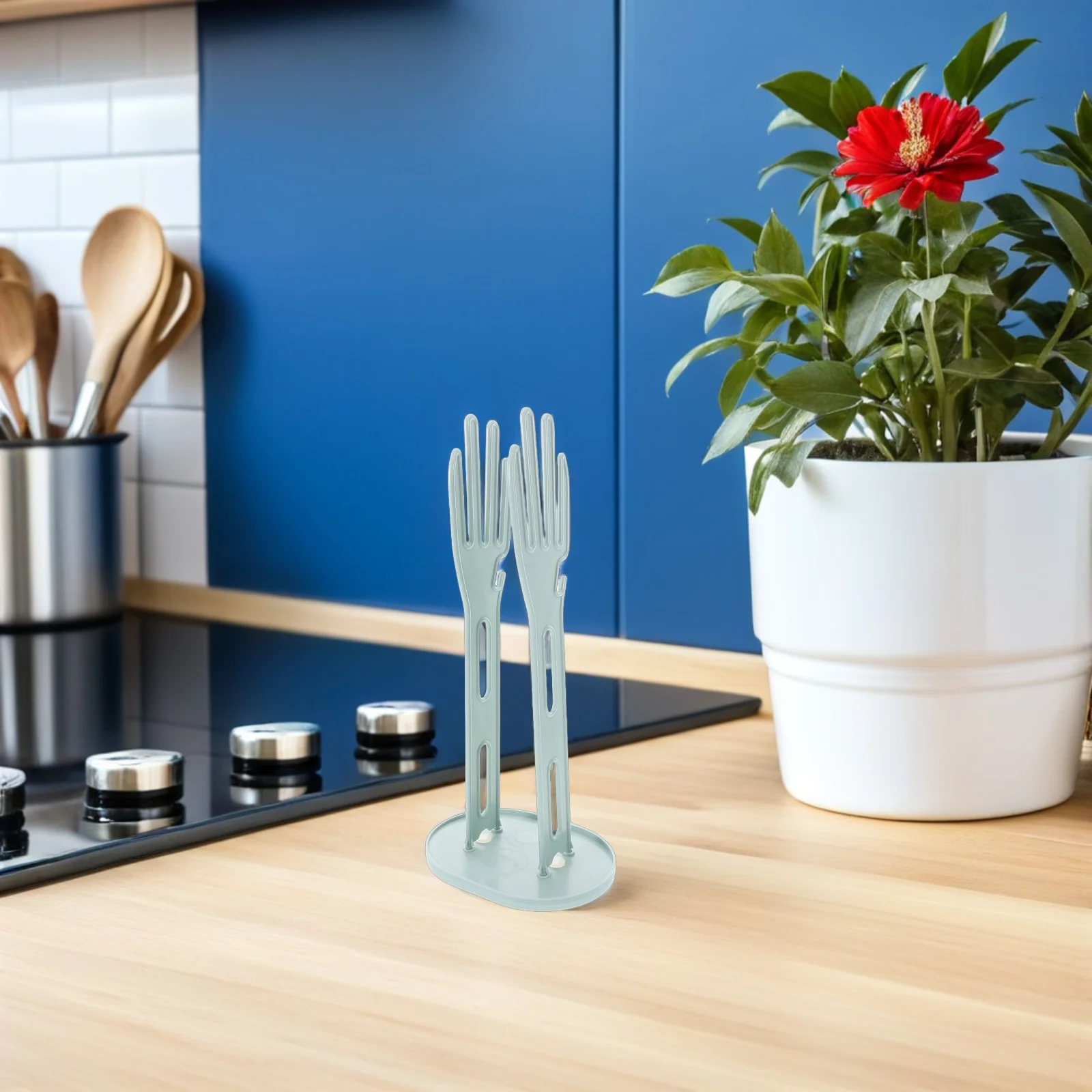 

2pcs Kitchen Drying Rack Detachable Glove Holder Washing Up Reusable Cleaning Gloves Dishwashing Towel Organizer Plastic Drain