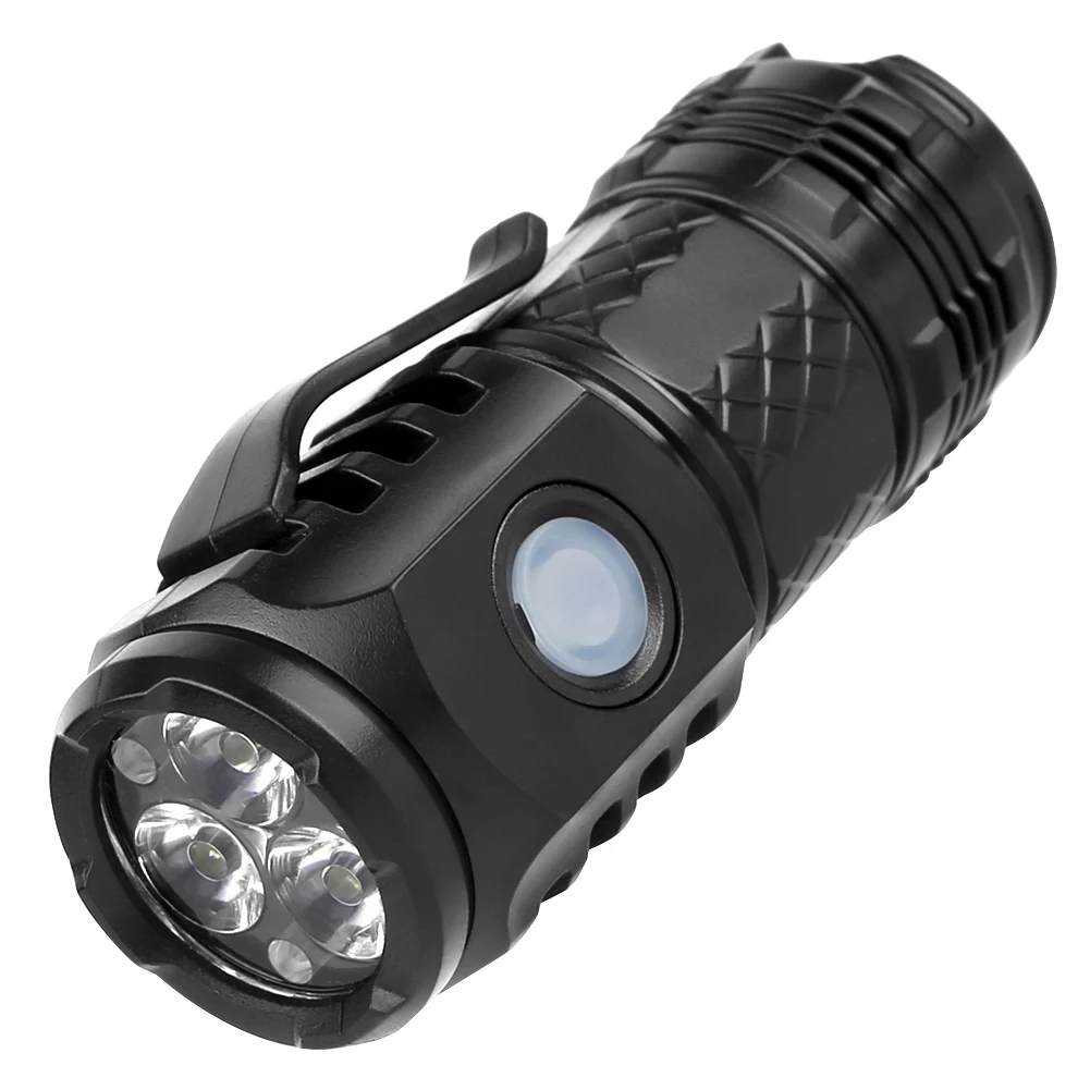 1/2 pezzi torcia portatile a LED antiscivolo 300LM torcia multifunzionale ricarica USB impermeabile con clip per penna per arrampicata riparazione