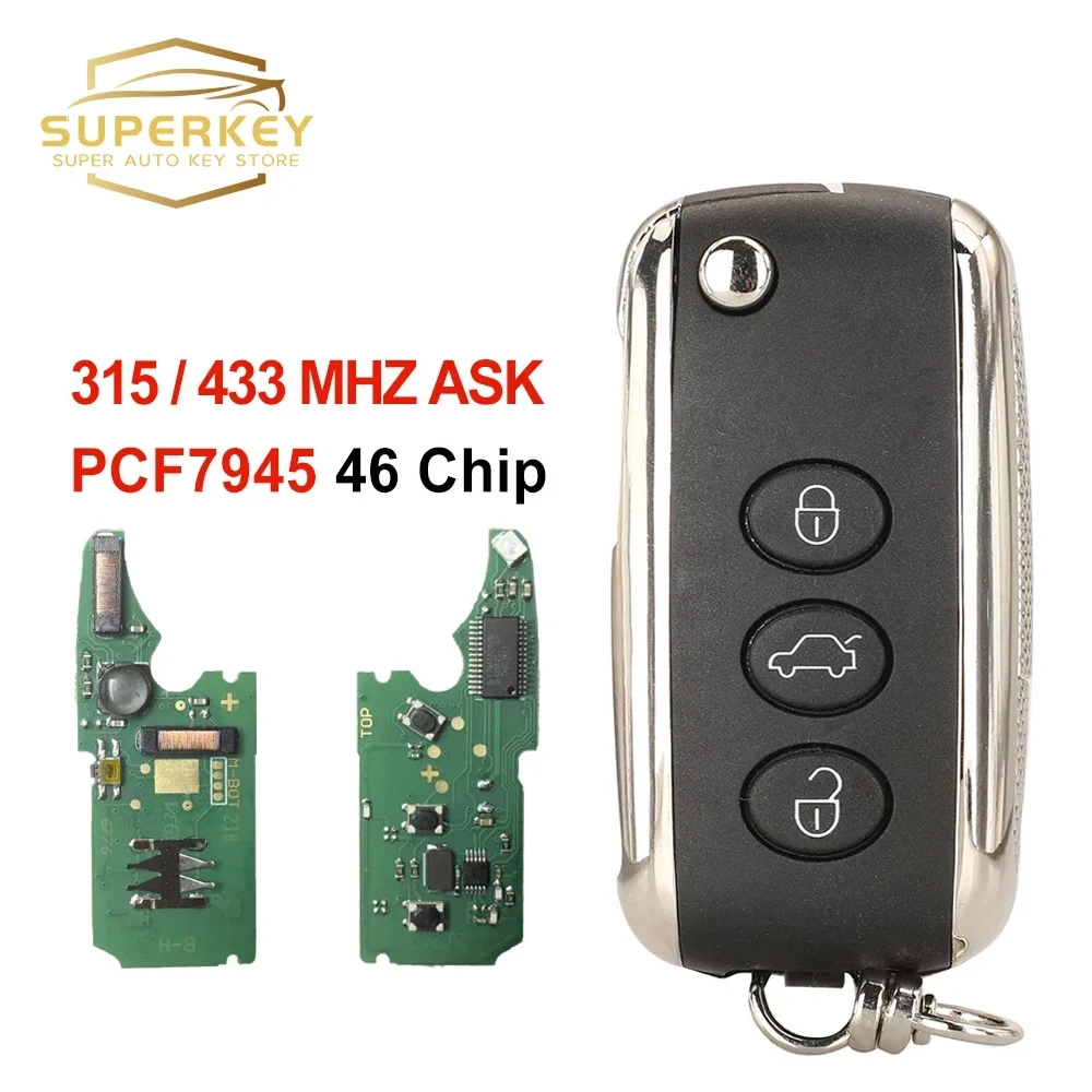 SUPERKEY 315 MHz 433 MHz 46 Chip Keyless Flip Smart Key dla Bentley Continental GT Flying Spur KR55WK45032