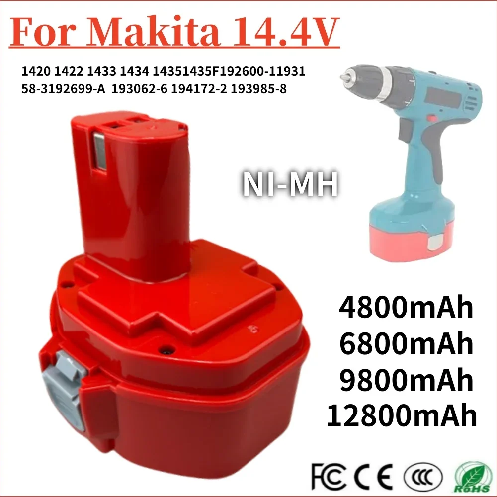 

4800/6800/9800mAh NI-MH Replacement battery For Makita PA14 1422 1420 1433 1434 6281D 6280D 6237D 6337D 8281D 6228D 14.4V Tools