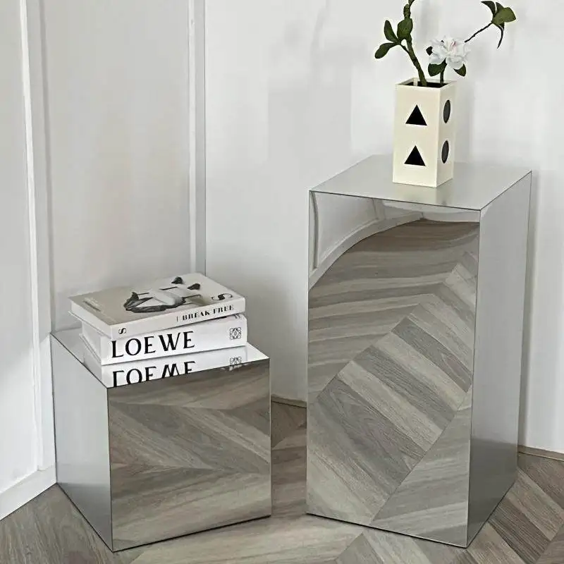 Acrylic mirror square coffee table side table simple light luxury bedside table