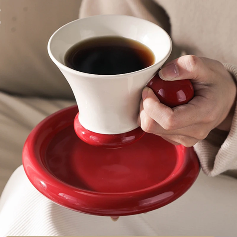 500ml Creative Ceramic Coffee Cup Dish Home Office High Beauty Splicing Colors Drinking Cups Plate Set Couple's Birthday Gifts