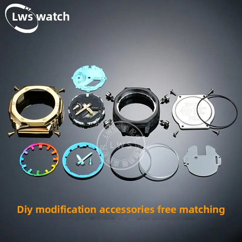 Accessori per orologi fai da te per Casio farmhouse rovere GA2100 Modifica cassa dell'orologio Guscio interno Orologio puntatore in cristallo Accessori per orologi