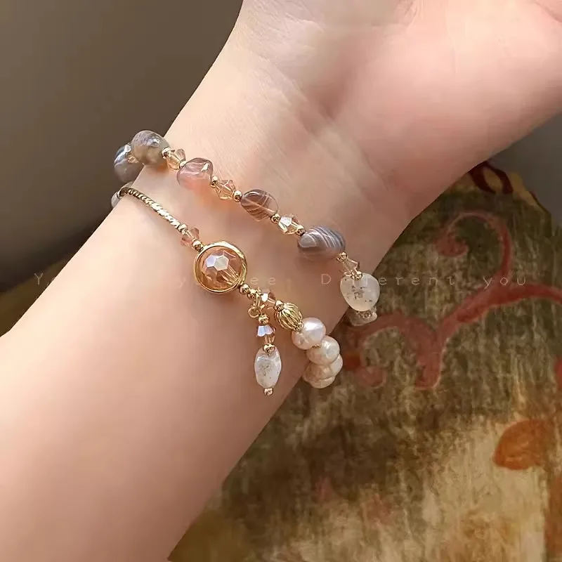 

Fashion Double Layered Crystal Pearl Splicing Beaded Bracelets for Women Ethnic Crystal Beads Wrap Bracelet Bangle Jewelry Gifts