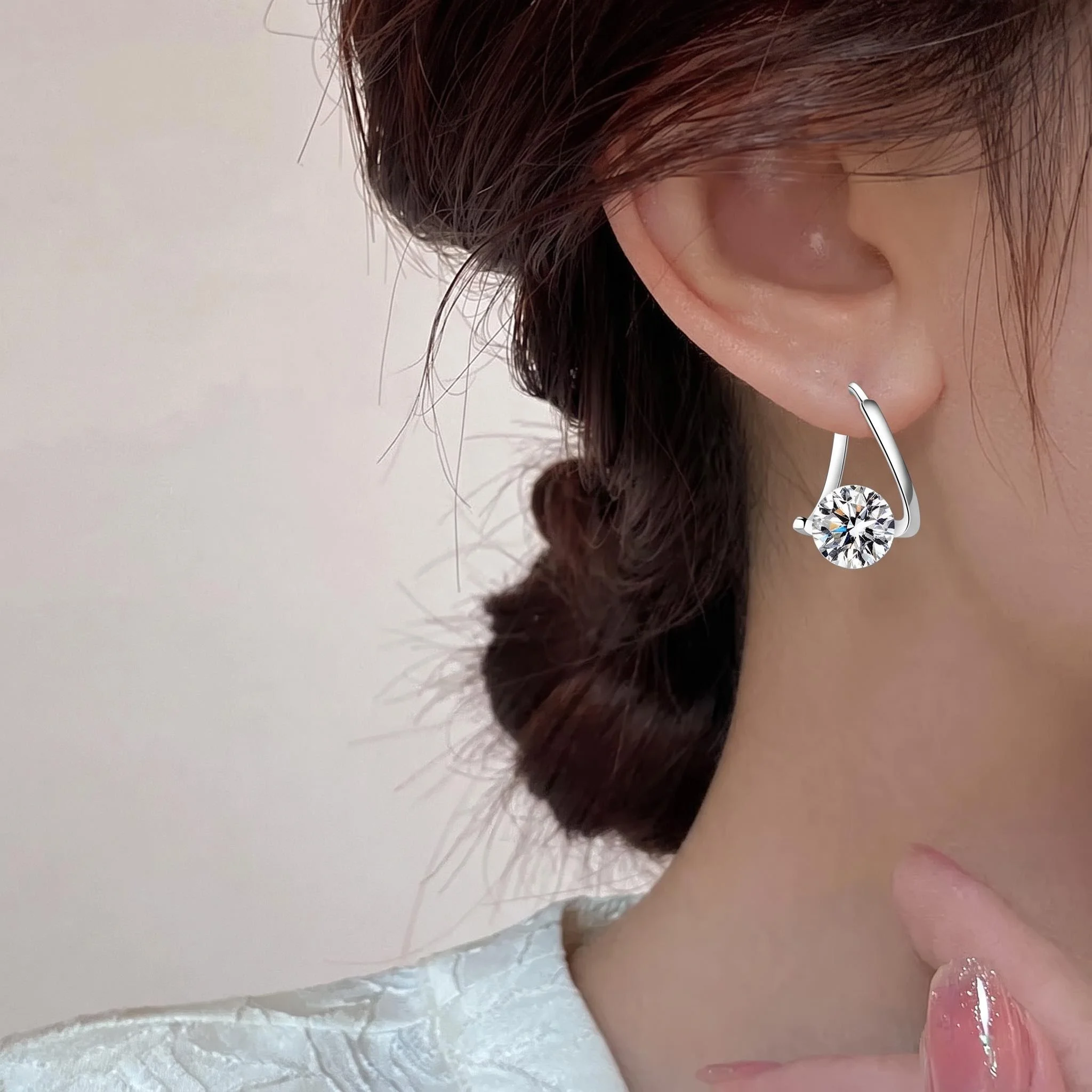 New 925 Silver Cute Stud Earrings Zircon Small Earrings For Women Girls Lovely Jewelry Gift