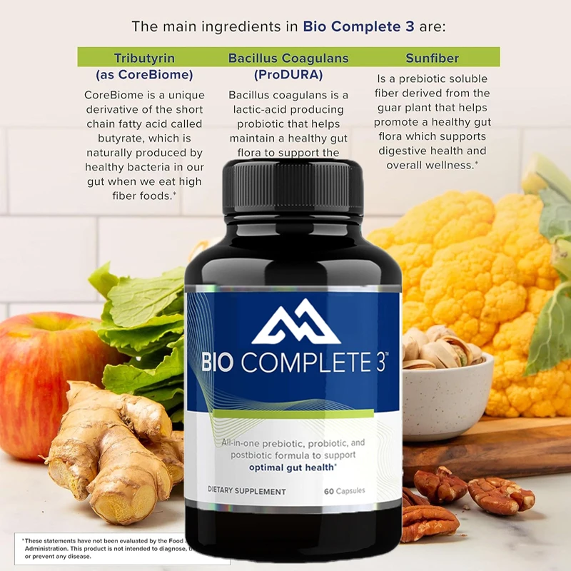 Bio Complete 3- Probiotics and probiotic mixtures support gut health, immune system, and digestive tract supply for 30 days