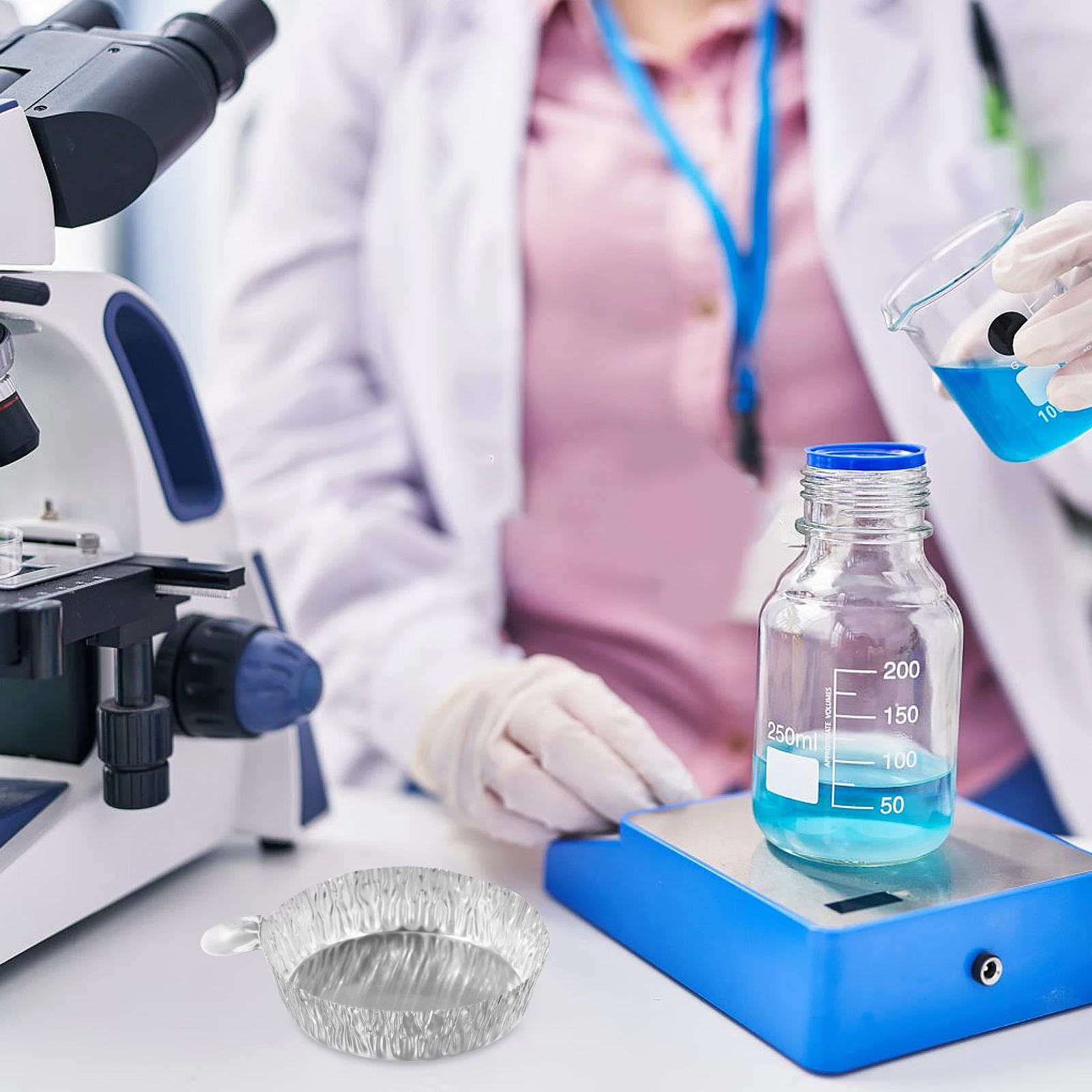 

100pcs Aluminum Foil Weighing Trays Disposable Sample Dishes Small Crimped-Walled Pans for Laboratory Food Processing Storage