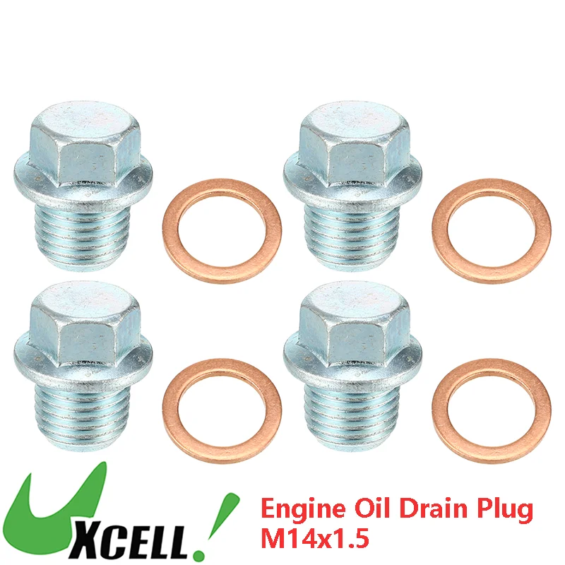 UXCELL 4 Set M14x1.5 Car Oil Drain Plug Washer MD050316 Screw for Mitsubishi Outlander 2003-2016 for Volvo V40 1998-2004