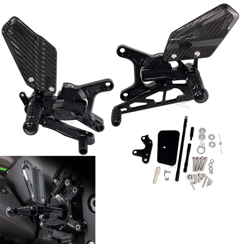 

For Kawasaki ZX-6R ZX 6R 2019-2025 Motorcycle CNC aluminum Carbon Fiber Racing Rearset Footpeg Footrest Rear Set
