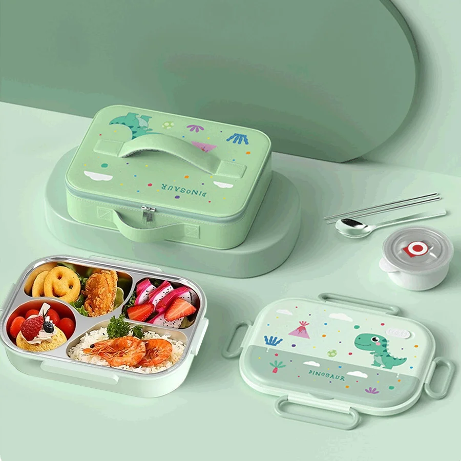 

Children's Food Box for School/Kids/Kindergarten/Boys With Food Bag Cold and Heat Stainless Steel Thermal Lunch Box Set