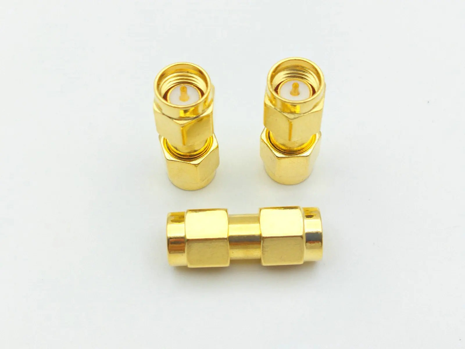 Conectores coaxiales de oro SMA macho a SMA macho, conector en serie RF