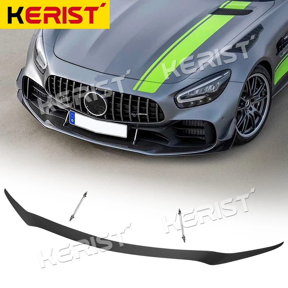 Carbon Fiber Front Trunk Spoiler  Splitters Lip For Mercedes-Benz AMG GTR Coupe Spyder 2019 2020 2021