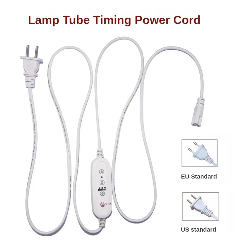 Planta luz tubo três buraco cabo de alimentação, luz tira timing interruptor cabo de alimentação 1.8m EUA/UE luz tubo conexão cabo 0.3m 0.5m 1m