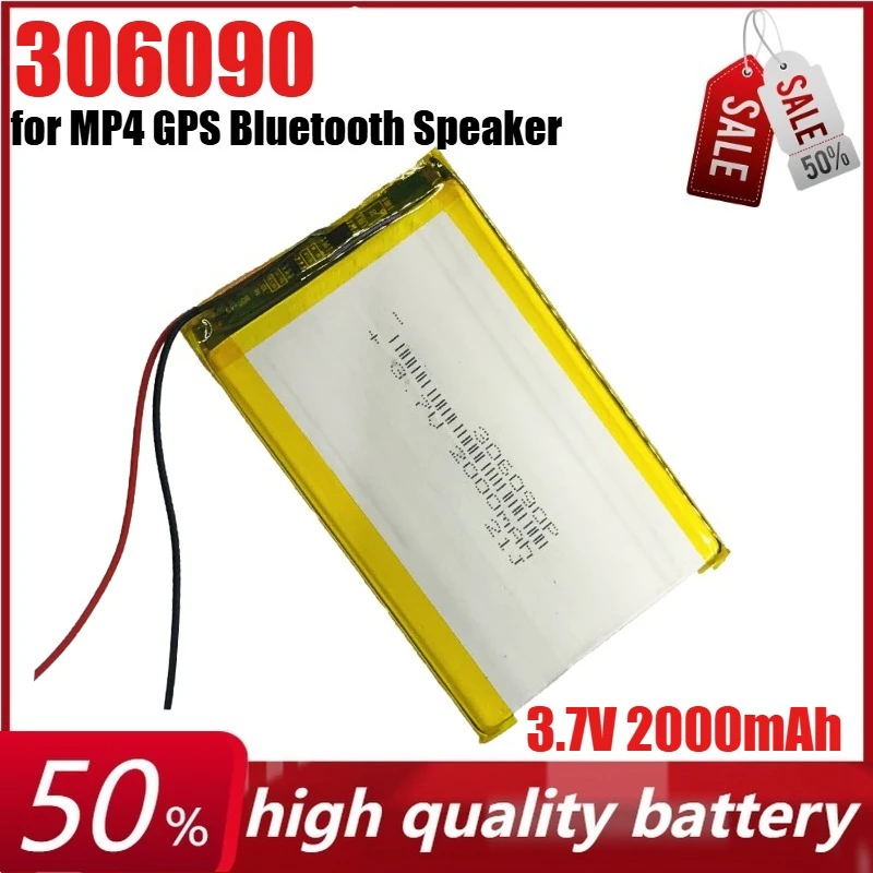 

3.7V 2000mAh 306090 Lithium Polymer Rechargeable Battery for MP4 GPS Bluetooth Speaker LED Light Battery