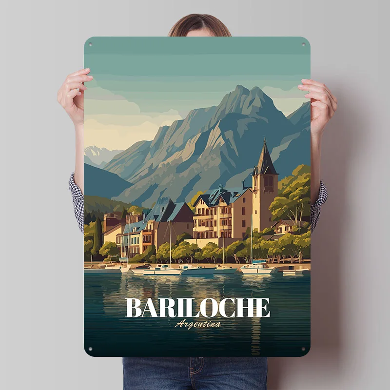 Accesorios de Bariloche para Decoración del Hogar, Artículos de Decoración para Dormitorio, Placa Decorativa Personalizada, Letreros Metálicos Vintage, Arte de Pared para Interiores