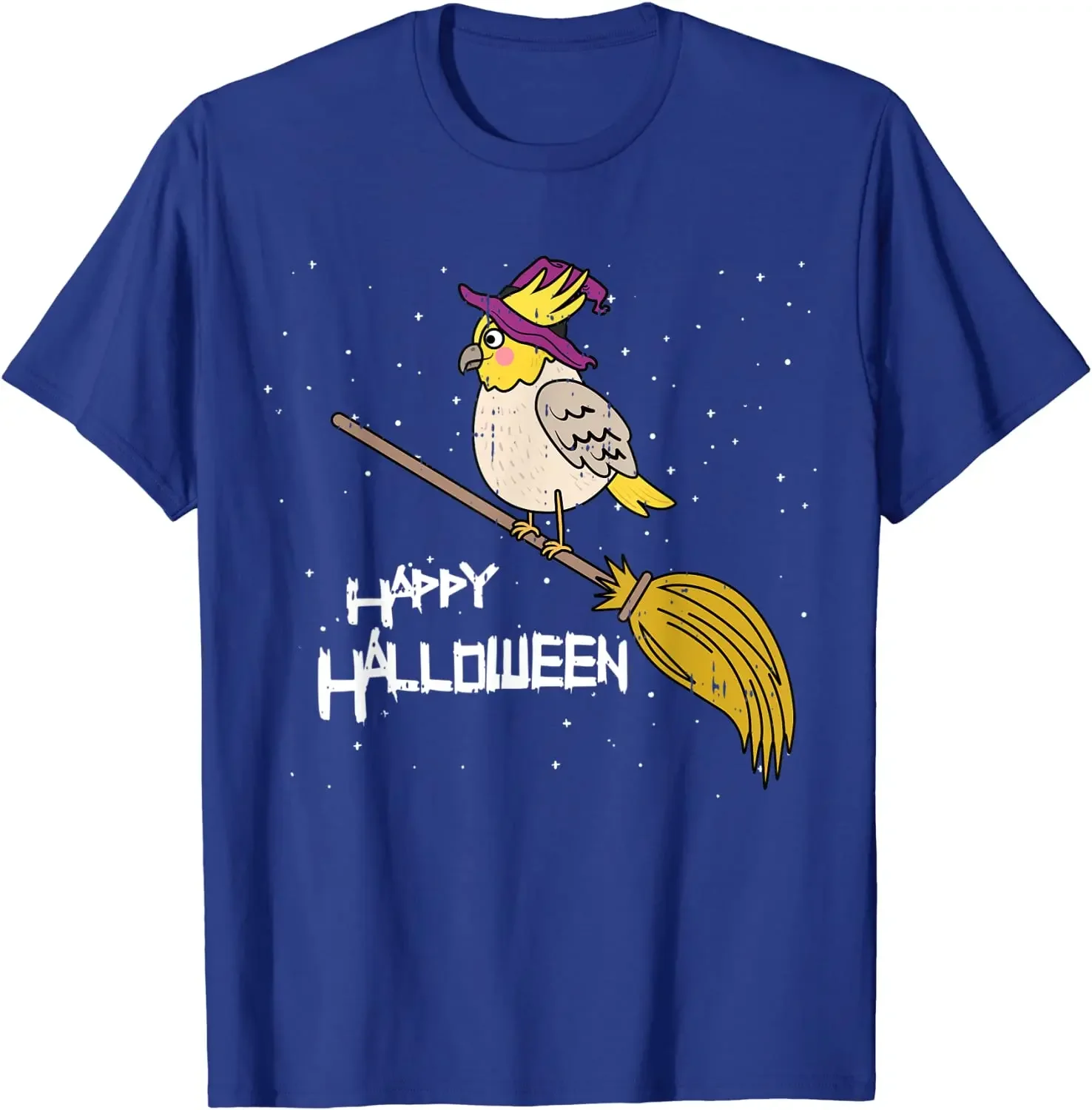 Cockatiel Witch Broomstick Night Cute Bird Halloween Gift T-Shirt Cotton Men Tops Tees Printing T Shirt Leisure Funny