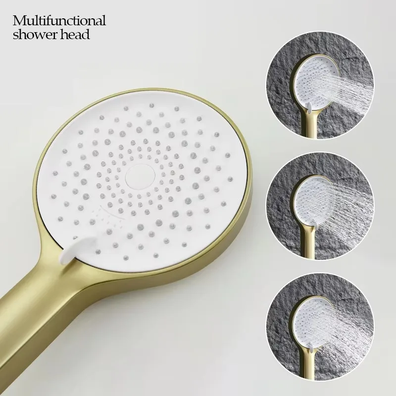 Pommeau de douche en or brossé, Diode électroluminescente, système de douche multifonctionnel, ensemble de salle de bains, panneau de douche cascade de luxe, colonne