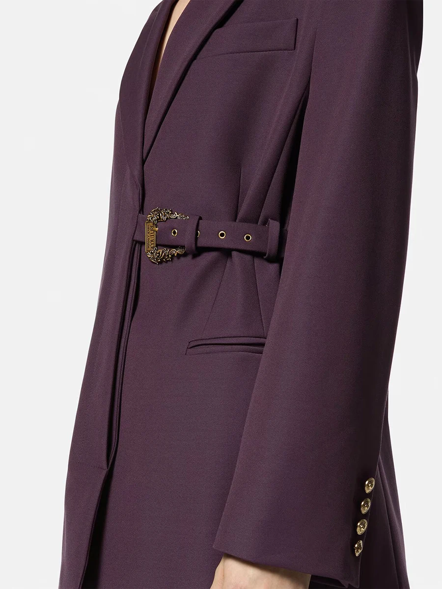 TWOTWINSTYLE Solid Spliced Belt Loose Blazers For Women Lapel Long Sleeve Temperament Patchwork Poctets Coats Female Fashion New