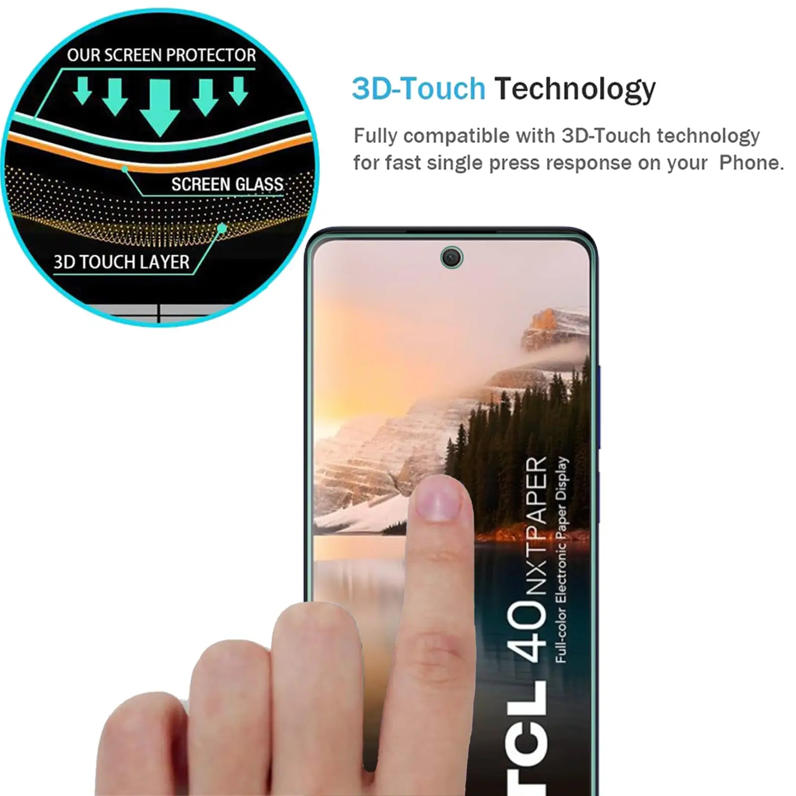 Screen Protector For TCL 40 NxtPaper 4G 6.78inch, Tempered Glass HD Crystal  9H Anti Scratch Case Friendly High Aluminum