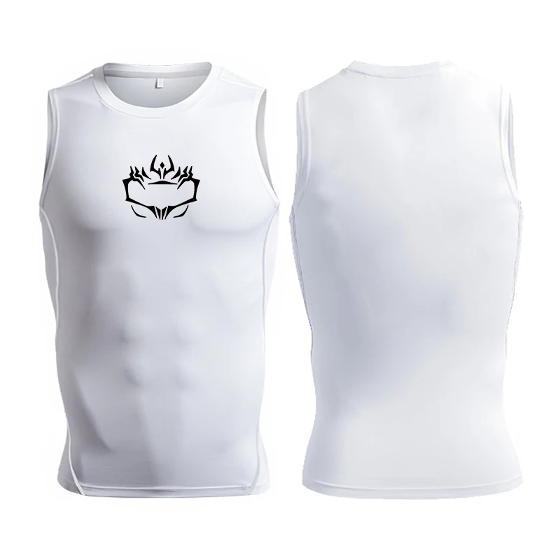 Graphic Sleeveless Compression Shirt for Men Summer Athletic Quick Dry Stretchy Tank Tops Gym Workout Running Vest Baselayers